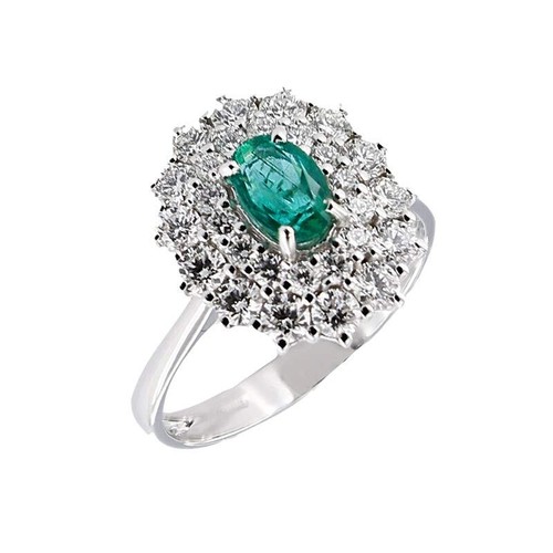 Anello solitario smeraldo - solitario, con