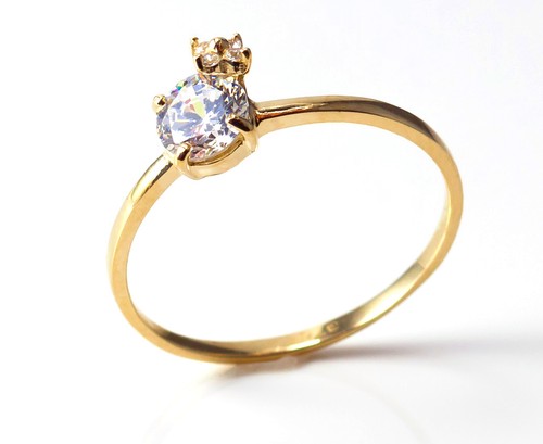 9ct oro giallo solitario - oro,